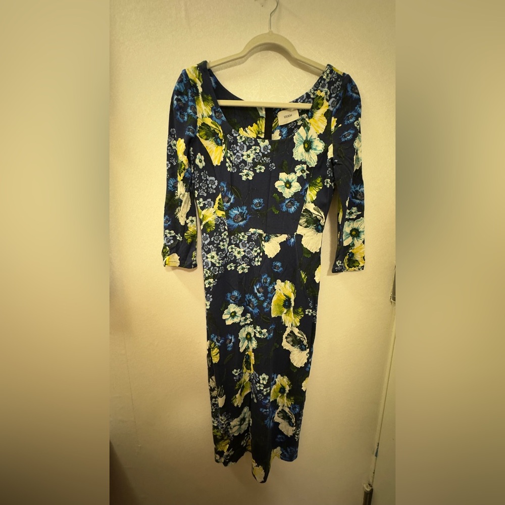 ERDEM Floral Sheath Dress Navy Multicolor Size 8